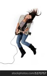 Girl rocking the guitar