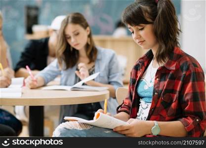 girl sitting studying