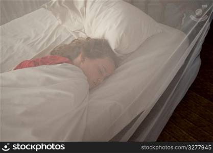 Girl sleeping at Manda Bay Resort
