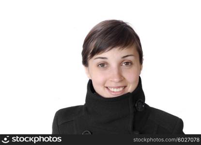 girl smile white teeth over white background