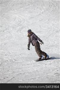 Girl snowborder, Belokurikha, winter resort.