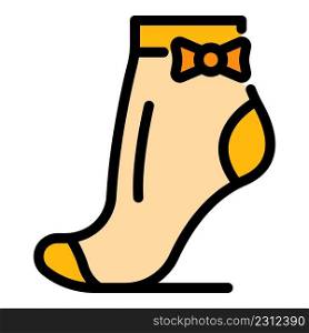 Girl socks icon. Outline girl socks vector icon color flat isolated. Girl socks icon color outline vector