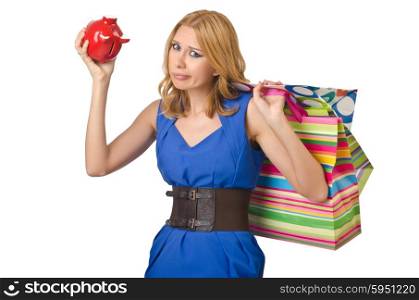Girl spending all savings on shopping