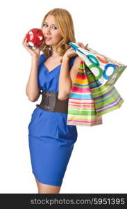 Girl spending all savings on shopping