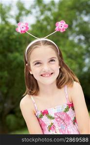 Girl Wearing Floral Deely Boppers