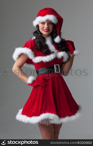 Girl wearing santa claus clothes. Portrait of beautiful sexy girl wearing santa claus clothes