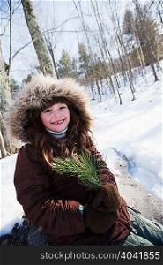 Girl wearing winter coat, portrait