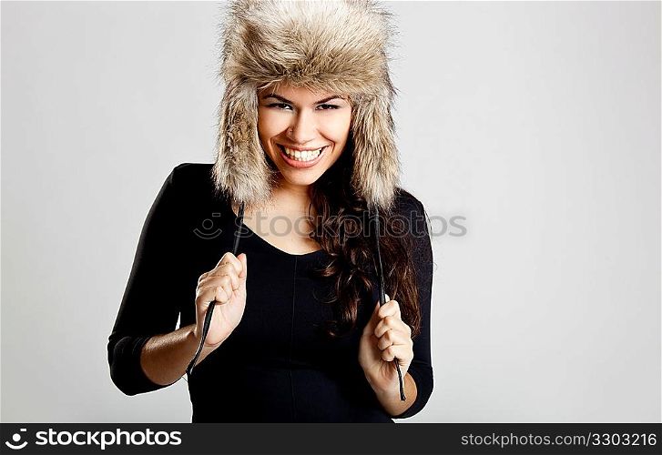 Girl with a fur hat