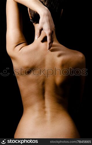 Girl with a naked back and short hair