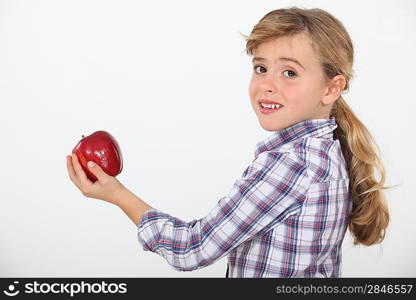 Girl with a red apple