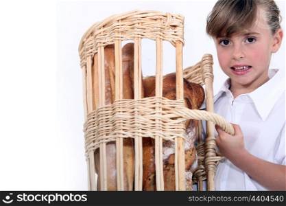Girl with basket of bread