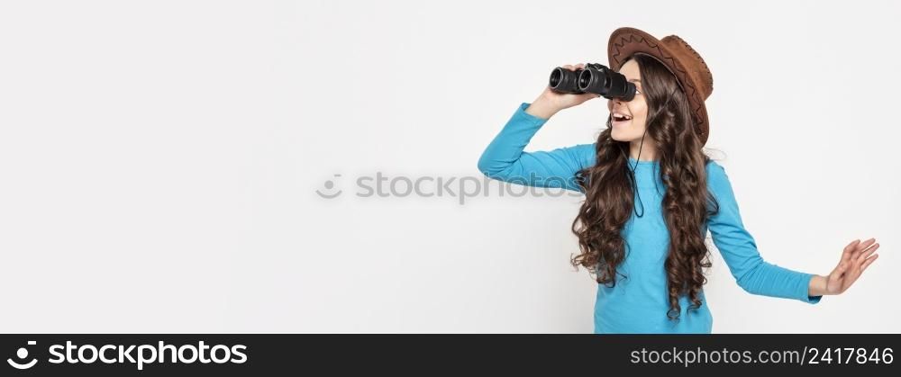 girl with binocular