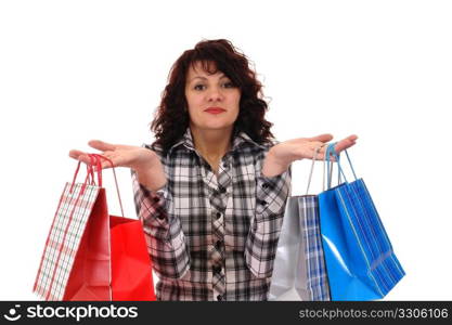 girl with buying isolated on white background