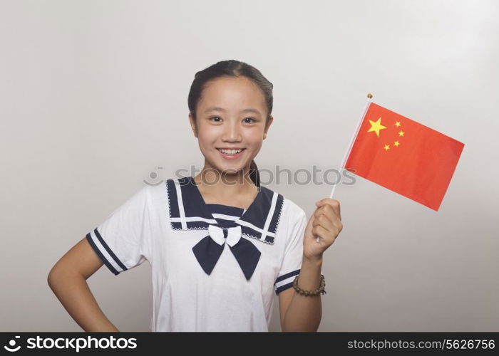 Girl with Chinese flag, Studio
