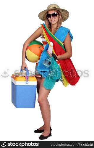 girl with equipment for the beach