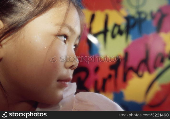 Girl with Happy Birthday Poster