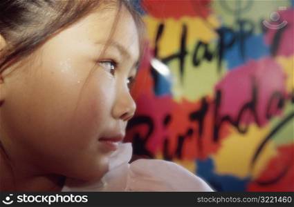Girl with Happy Birthday Poster
