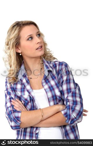 Girl with her arms folded