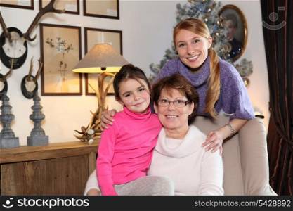 Girl with her mother and grandmother