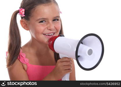 Girl with loud speaker