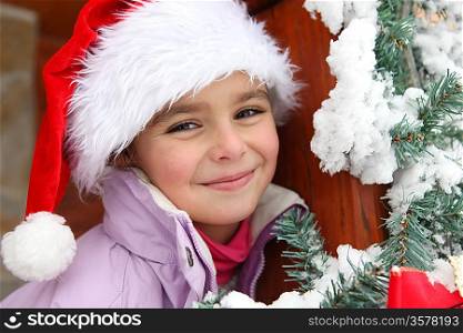 Girl with Santa hat
