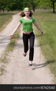 girl with skipping rope