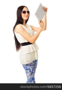 Girl with tablet PC