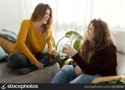 girlfriends home drinking beer