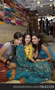 Girls at a garment shop