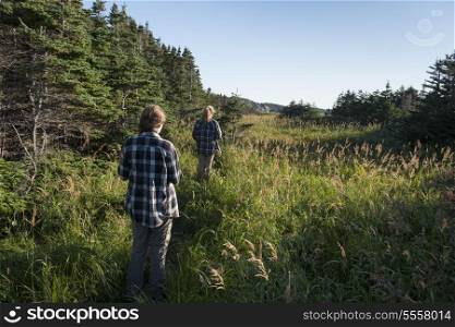 Girls at Long Point Hiking Trail, Crow Head, Twillingate, North Twillingate Island, Newfoundland And Labrador, Canada