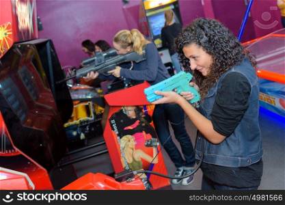 girls at the amusement arcade