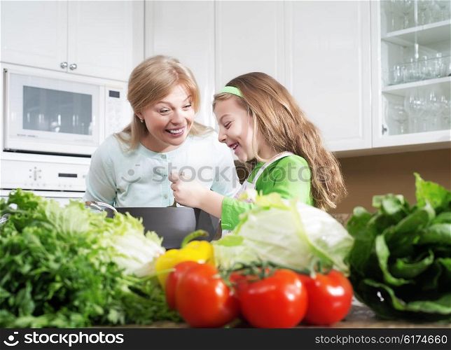 girls on kitchen