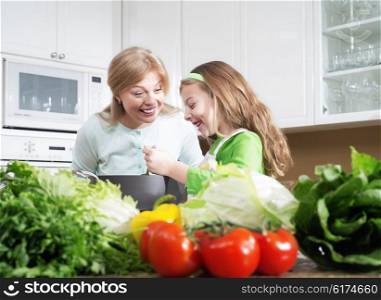 girls on kitchen
