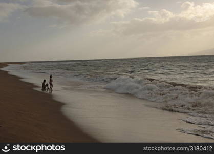 Girls playing at beach