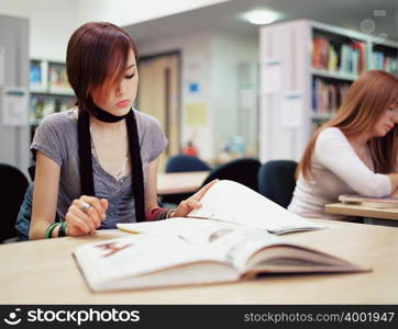 Girls studying