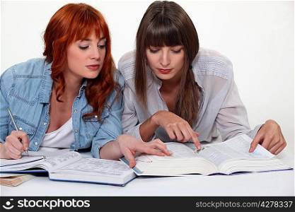 Girls studying
