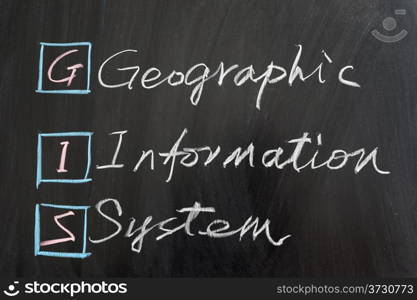 GIS, Geographic Information System, written on the chalkboard