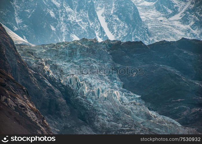 glacier in the mountains of the Caucasus. North Ossetia.