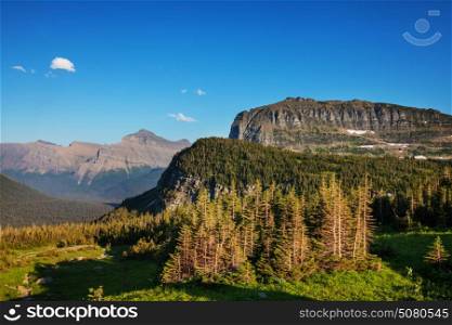 Glacier Park. Picturesque rocky peaks of the Glacier National Park, Montana, USA