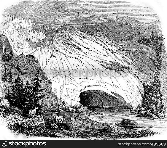 Glaciers, vintage engraved illustration. Magasin Pittoresque 1842.