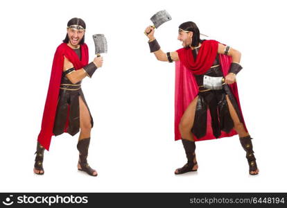 Gladiator with cleaver isolated on white