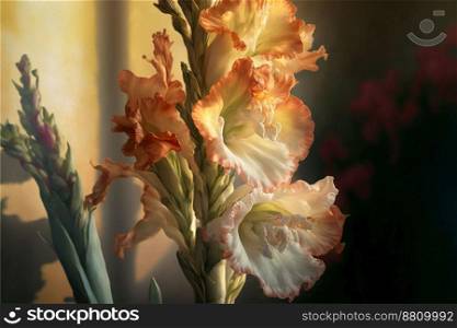 gladiolus with sunlight shining through