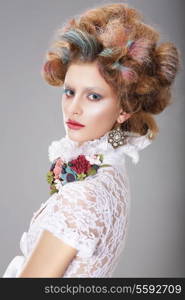 Glamorous Woman with Stylized Fanciful Coiffure
