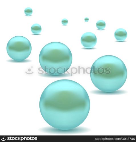 Glamour Green Pearls Isolated on White Background. . Green Pearls