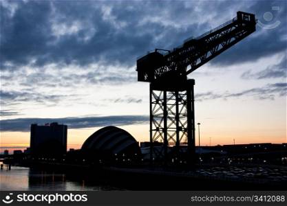 Glasgow - Crane Clydebank at sunset, close to Glasgow Science Center
