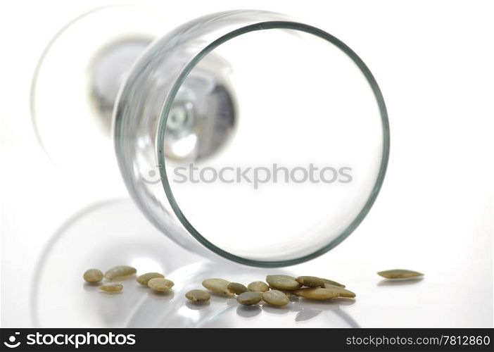 Glass and sunflower seeds