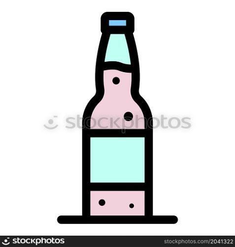 Glass beer bottle icon. Outline glass beer bottle vector icon color flat isolated. Glass beer bottle icon color outline vector
