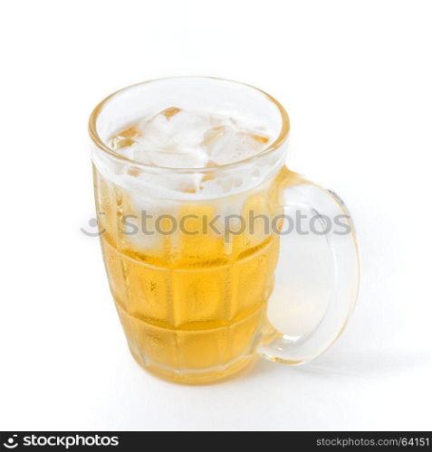 glass beer with iced isolated on white
