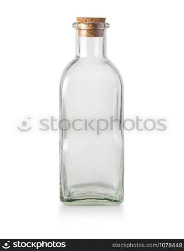 Glass bottle isolated on white with corks, clipping path