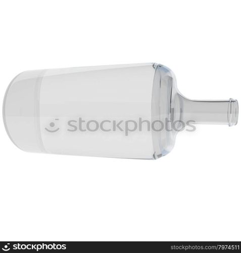 Glass bottle isolated over White, 3d render, square image